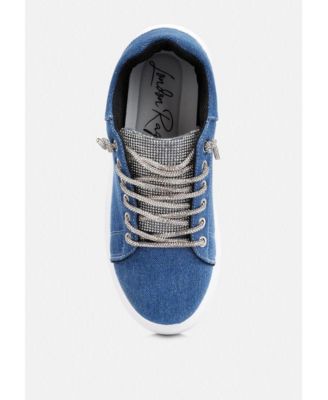 Womens Ena Rhinestone Embellished Denim Sneakers