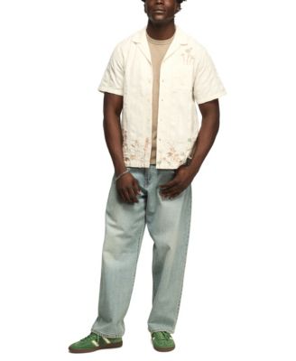 Men's Embroidered Short Sleeve Button-Up