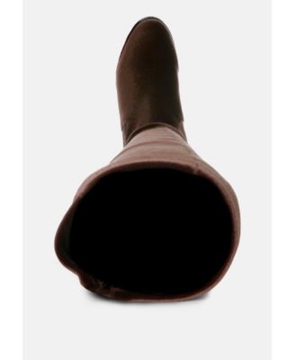 Womens Rumple Velvet Over The Knee Clear Heel Boots