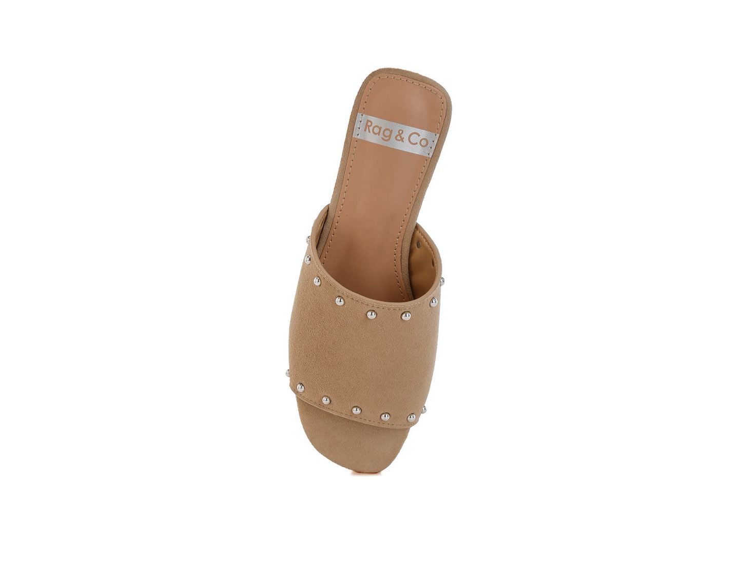 Женские балетки Rag & Co Odalia Soft Suede Leather Studded Flats, цвет: Светлый бежевый — фото 5
