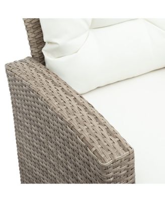 4 Piece U Style All Weather Wicker Patio Conversation Set with Sectional Sofa Ottoman Cushions