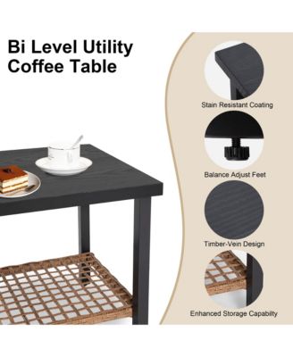 Pulled rattan Rocking chair 3 piece Set Outdoor Patio Set Lounge Chairs Thick Cushions for Patio