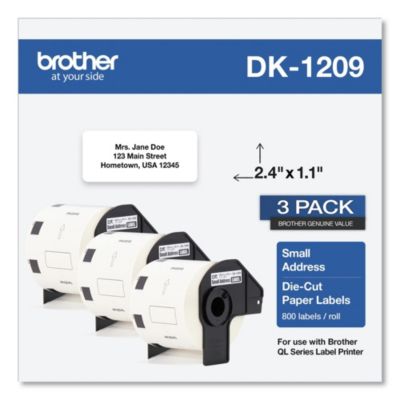 DK12093PK 1.1 in. x 2.4 in. Die-Cut Address Labels - White (3-Rolls/Pack