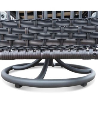 3 Piece Outdoor Wicker Rocker Swivel Patio Bistro Conversation Set with Glass Top Side Table Red