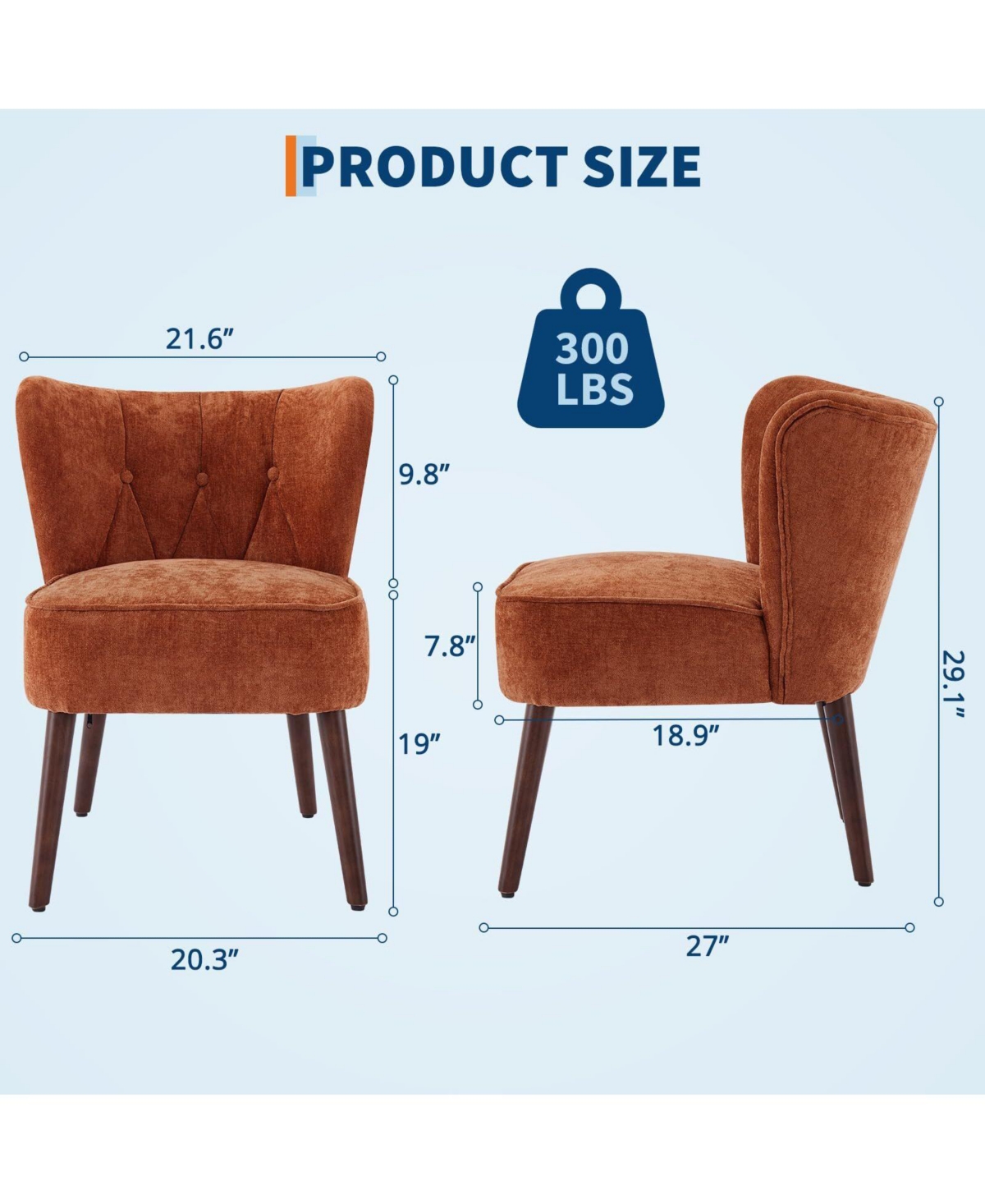 gaomon Mid-Century Modern Tufted Fabric Accent Chair, Armless Lounge Chair with Solid Wood Legs for Living Room