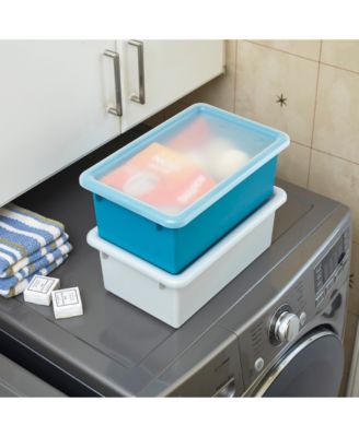 Cubby Storage Bin with Lid, Blue, 10-Piece