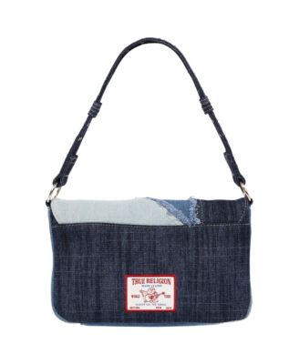 Frayed Denim Horseshoe Hobo Bag