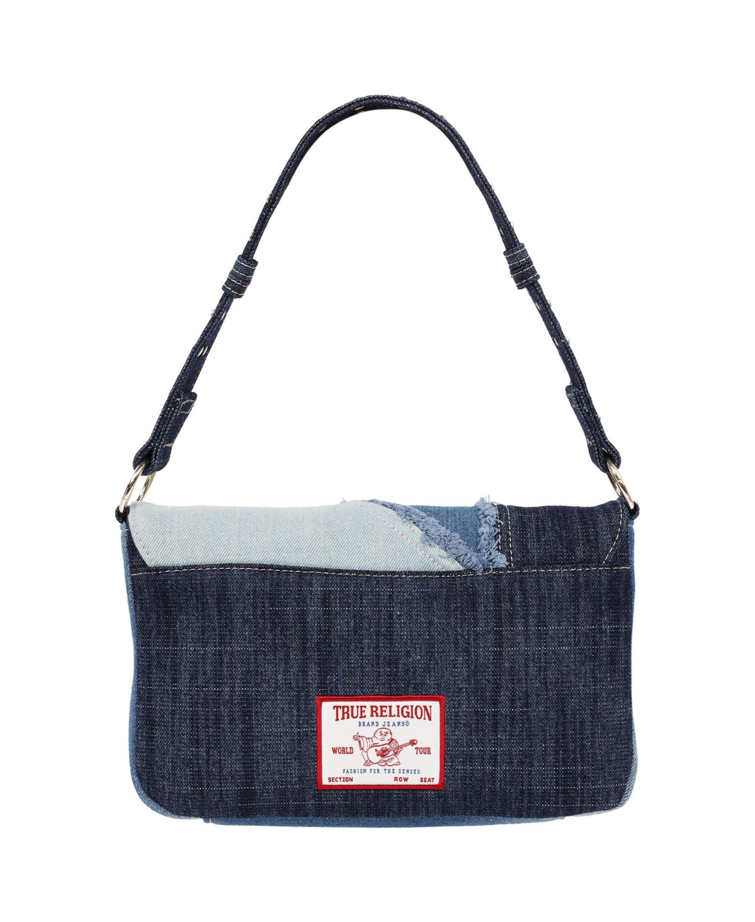 Frayed Denim Horseshoe Hobo Bag
