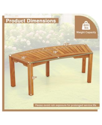 2-Person Acacia Wood Outdoor Bench with Curved Design