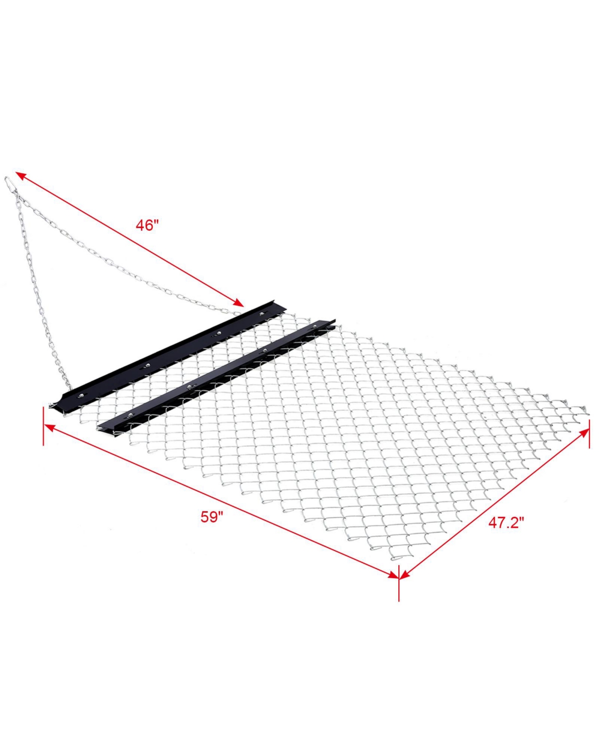 Flynama Black 4x5ft Atv Drag Harrow Heavy Duty Q235 Steel Chain Harrow for Landscape Leveling Sod Prepping Gravel Driveway Farm Yard Garden