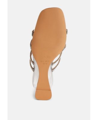 Womens Caqueta Metallic Rhinestone Clear Wedge Sandals