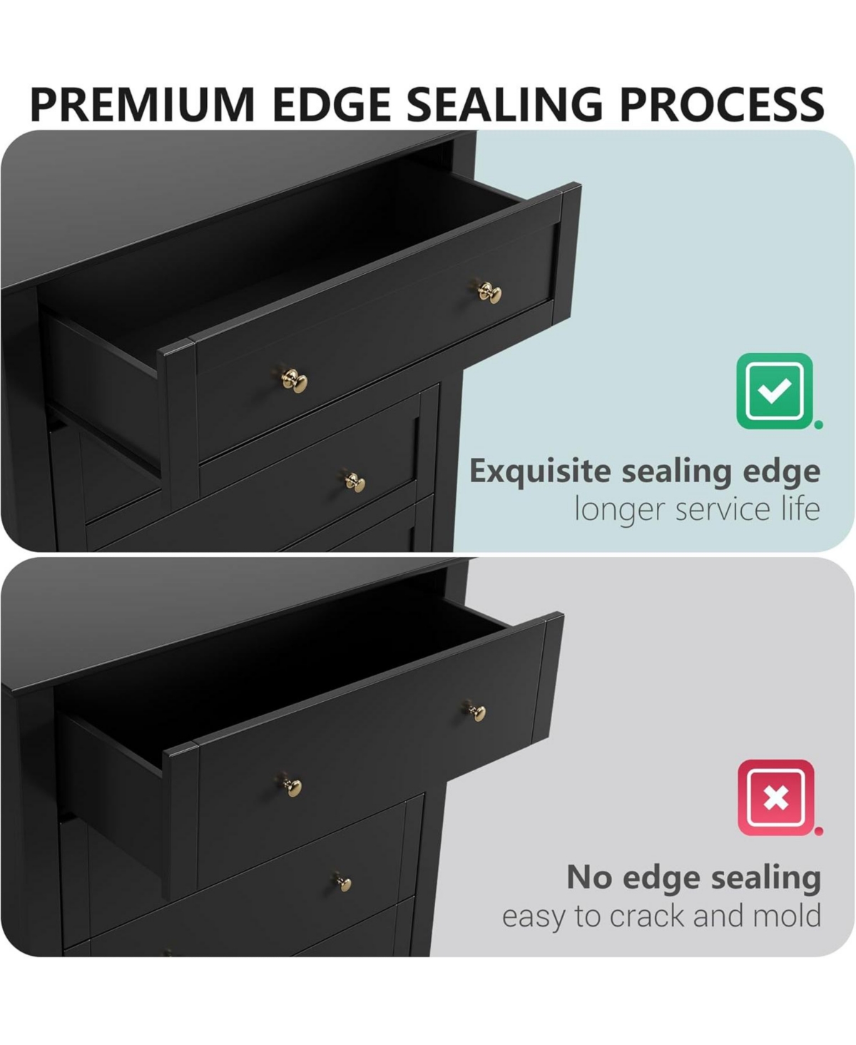 gaomon 6 Drawers Dresser for Bedroom, Farmhouse Wood Dressers Chest of Clothes, Tall Storage Organizer