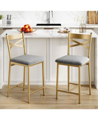 26" Counter Height Bar Stools Set of 4, Upholstered Bar Chairs with Back, Thick Cushion, Modern Counter Height Barstools