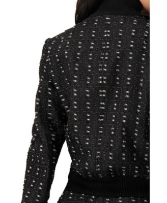 Textured Denim Bomber Jacket with Front Zip