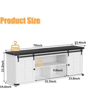 70" Farmhouse TV Stand for 80/75/70 Inch TVs, Entertainment Center Storage Cabinets w/Power Outlets
