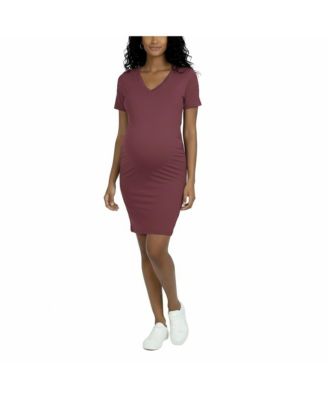 Women's V-Neck Short Sleeve Side Ruched Bodycon Mini Dress