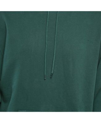 Men's Green Logo Print Cotton Knit Hoodie