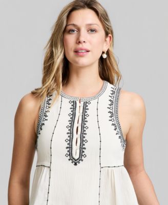 Women's Embroidered Trim Tank Top