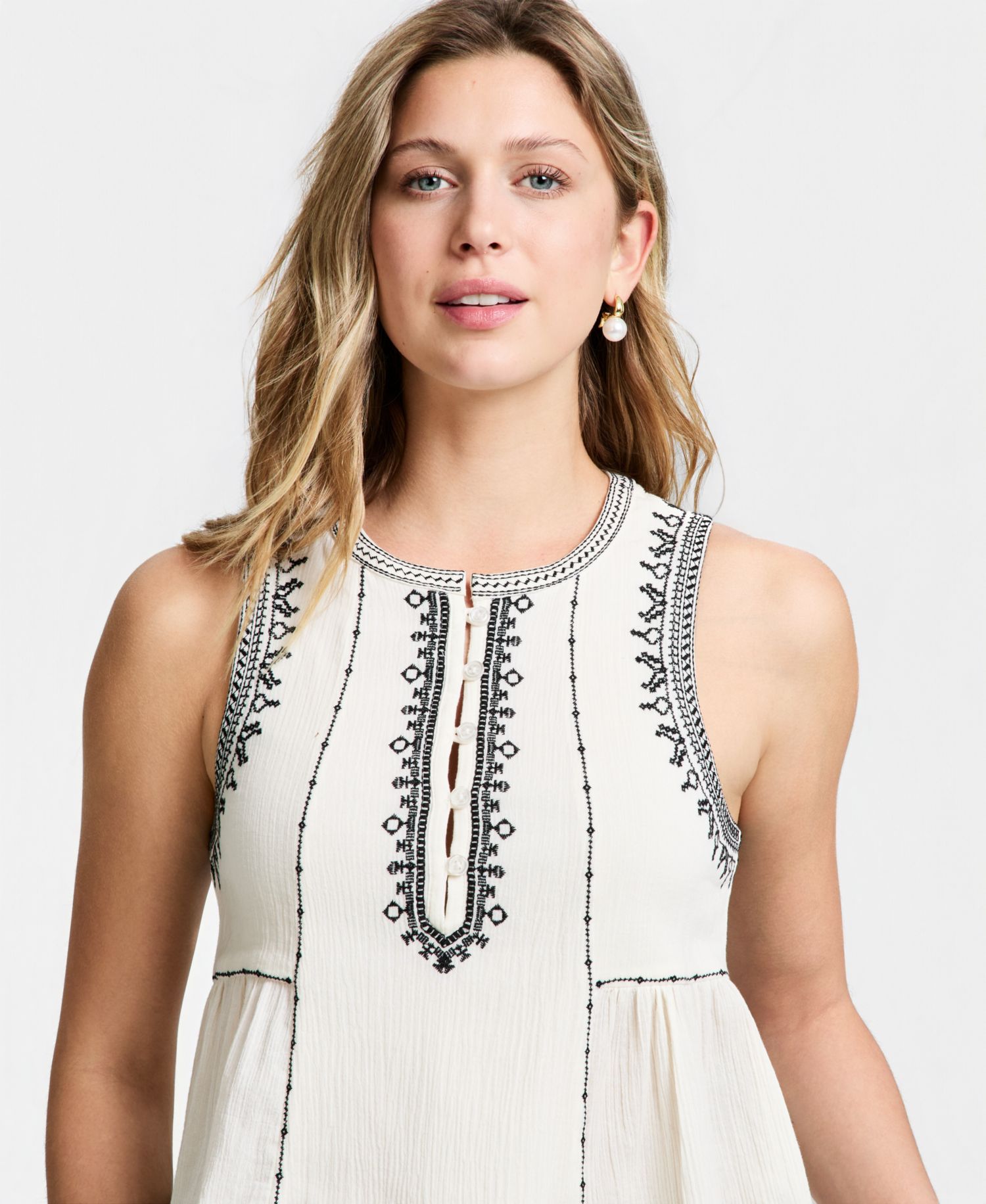 Women's Embroidered Trim Tank Top