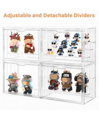 Clear Acrylic Display Case with 3 Adjustable Dividers for Storage