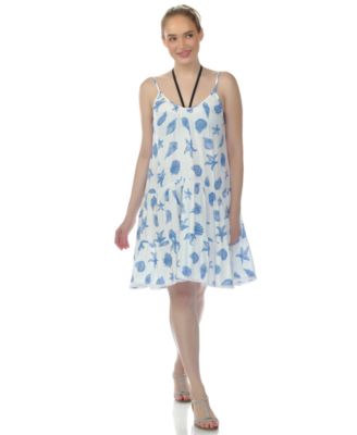 Women's Spaghetti Strap Tiered Short Swim Dress