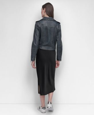 Women's Leather Asymmetrical Zip-closure Moto Jacket