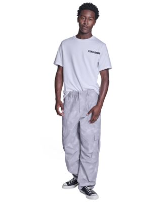 Men's Box Pattern Wide Leg Cargo Pants