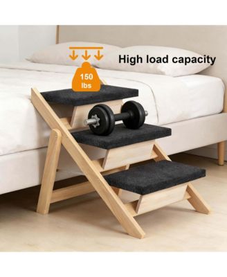 150lb Capacity Pet Steps - Foldable 3-Step Ramp for Bed & Car, Non-Slip