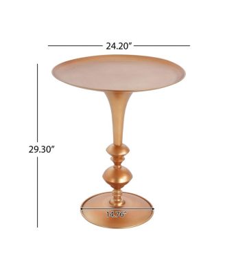 Small Round Gold End Table, 29.3" Height, Vintage Metal Accent