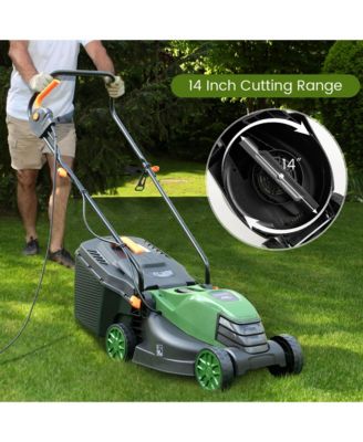 Electric Corded Lawn Mower 12-AMP 14-Inch Walk-Behind Lawnmower with Collection Box