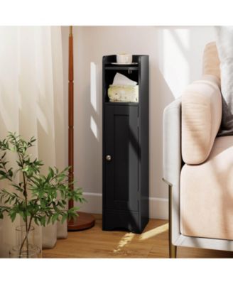 Bathroom Storage Cabinet with Door Toilet Paper Holder Stand for Small Spaces