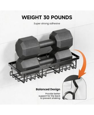 Stainless Steel Adhesive Shower Caddy, 2-Pack, Rustproof, 8 Hooks, No Drill