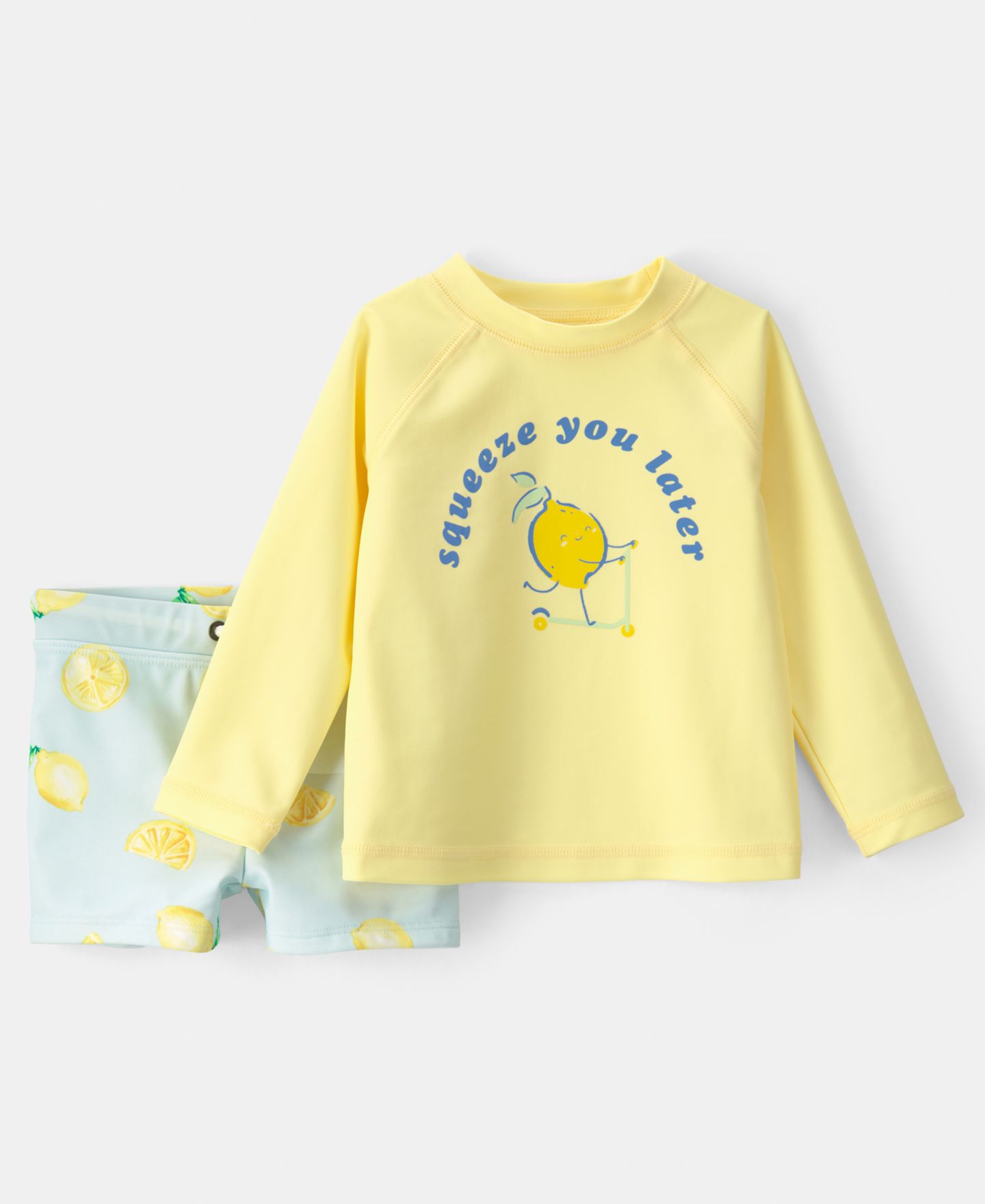 Комплекты Carter's Lemon Rashguard and Swim bottoms, 2-Piece Set для мальчиков-малышей, цвет: Жёлтый / Синий — фото 2