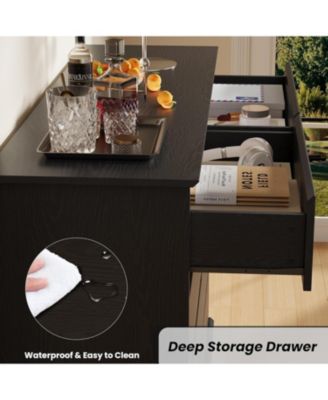 8 Drawer Storage Chest, Large Double Dresser with Deep Drawers and Wide Top, Horizontal Wooden Organizer for Living Room, Hallway, Entryway, Office,