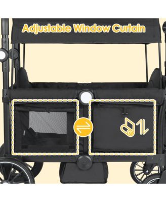 All-Terrain Wagon Stroller for Two Kids with Canopy, Snack Tray, Storage and Shock-Absorbing Wheels