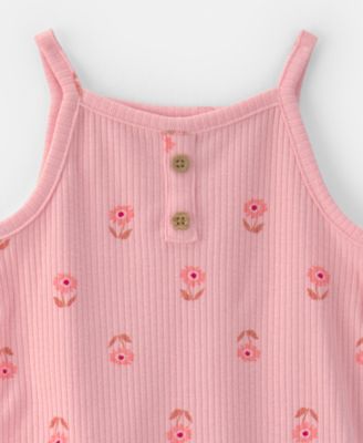 Baby Girls' Floral Sleeveless Bodysuit & Shorts, 2-Piece Set