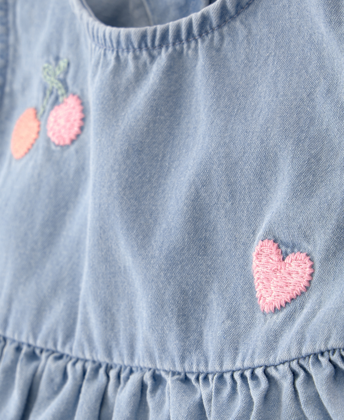 Carter's Baby Girls' Cherry Chambray Sleeveless Top, Bodysuit & Shorts, 3-Piece Set