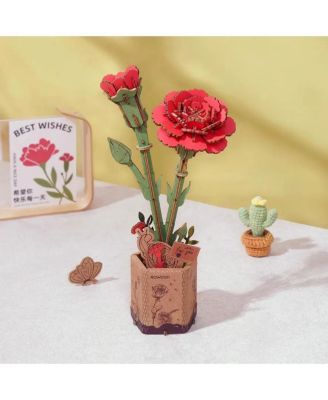  DIY 3D Wood Puzzle Red Carnation 124pcs