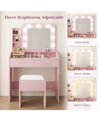 Modern Lighted Mirror Vanity, Trendy Makeup Dressing Table for Bedroom Interiors