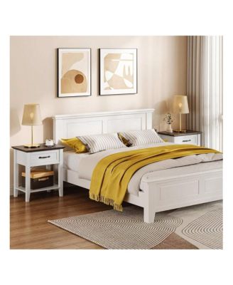 2-Tier Drawer Nightstand End Table, Storage Shelves Side Table for Living Room Study Room Bedroom