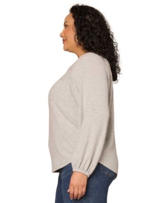 Plus Size Blouson Long-Sleeve Relaxed Top