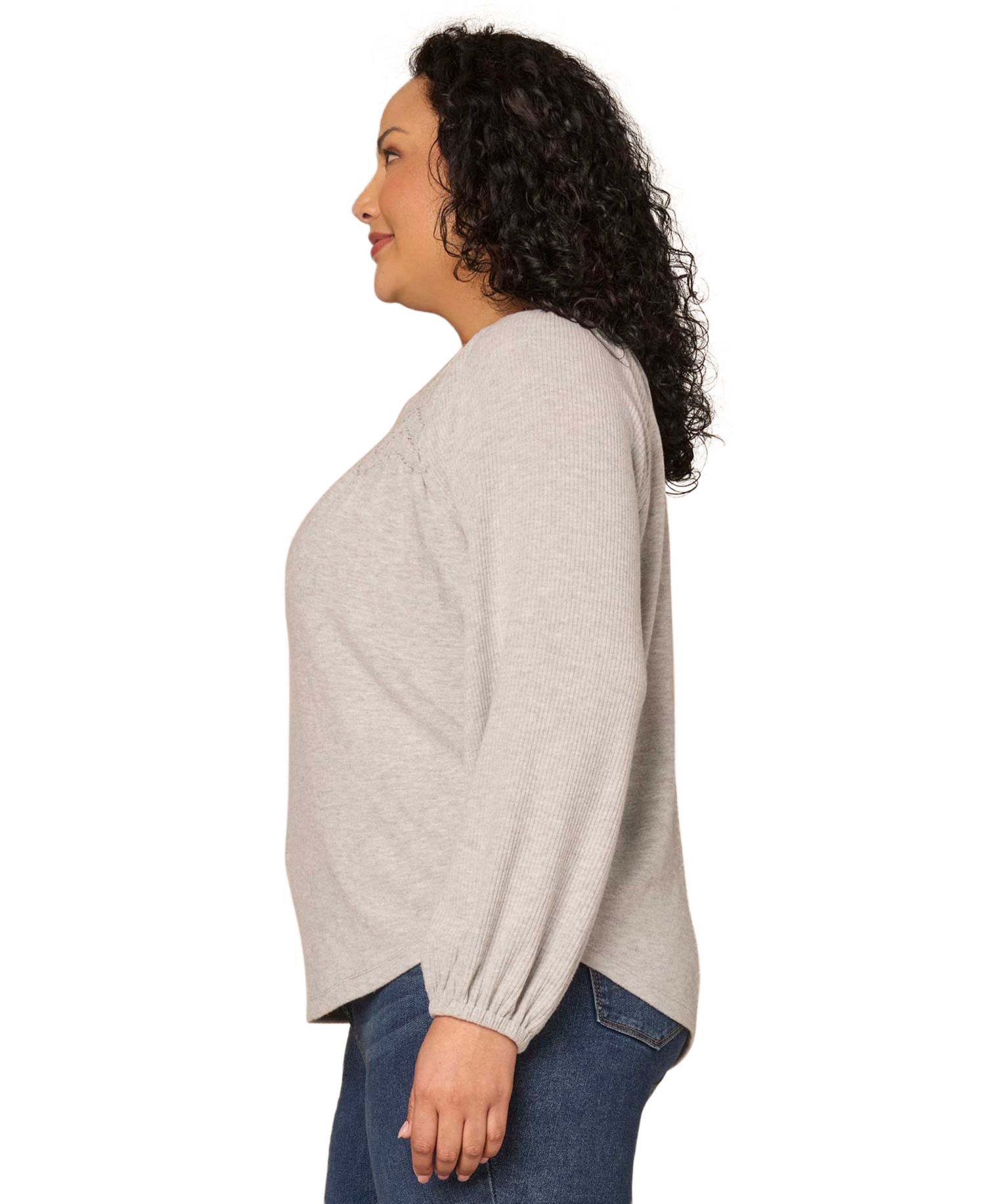Plus Size Blouson Long-Sleeve Relaxed Top