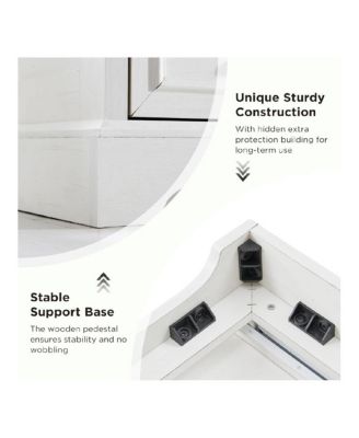 Set of 2 Off White Farmhouse Nightstands, 22 Inch 3-Drawer End Table with USB Charging Station