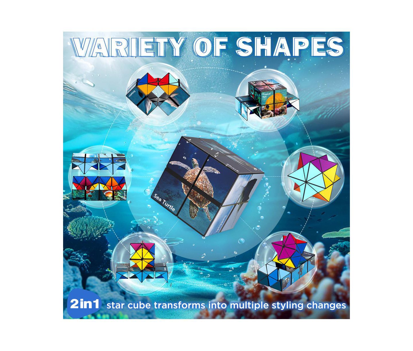 Детский пазл Bruce & Shark 2-in-1 Ocean Split Magic Cube Puzzle, Ages 8+, цвет: Розовый — фото 5