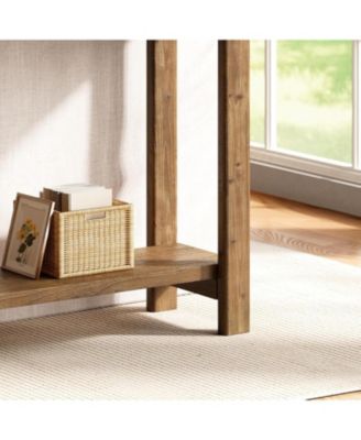 Solid Wood Console Table, 70.9-Inch Extra Long Wooden Sofa Table Behind Couch, Natural Brown