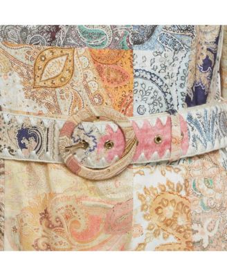 Women's Multicolour Floral Print Linen Ruffle Hem Mini Dress