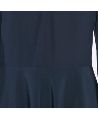 Women's Navy Blue Silk Puff Sleeve Maxi Dress