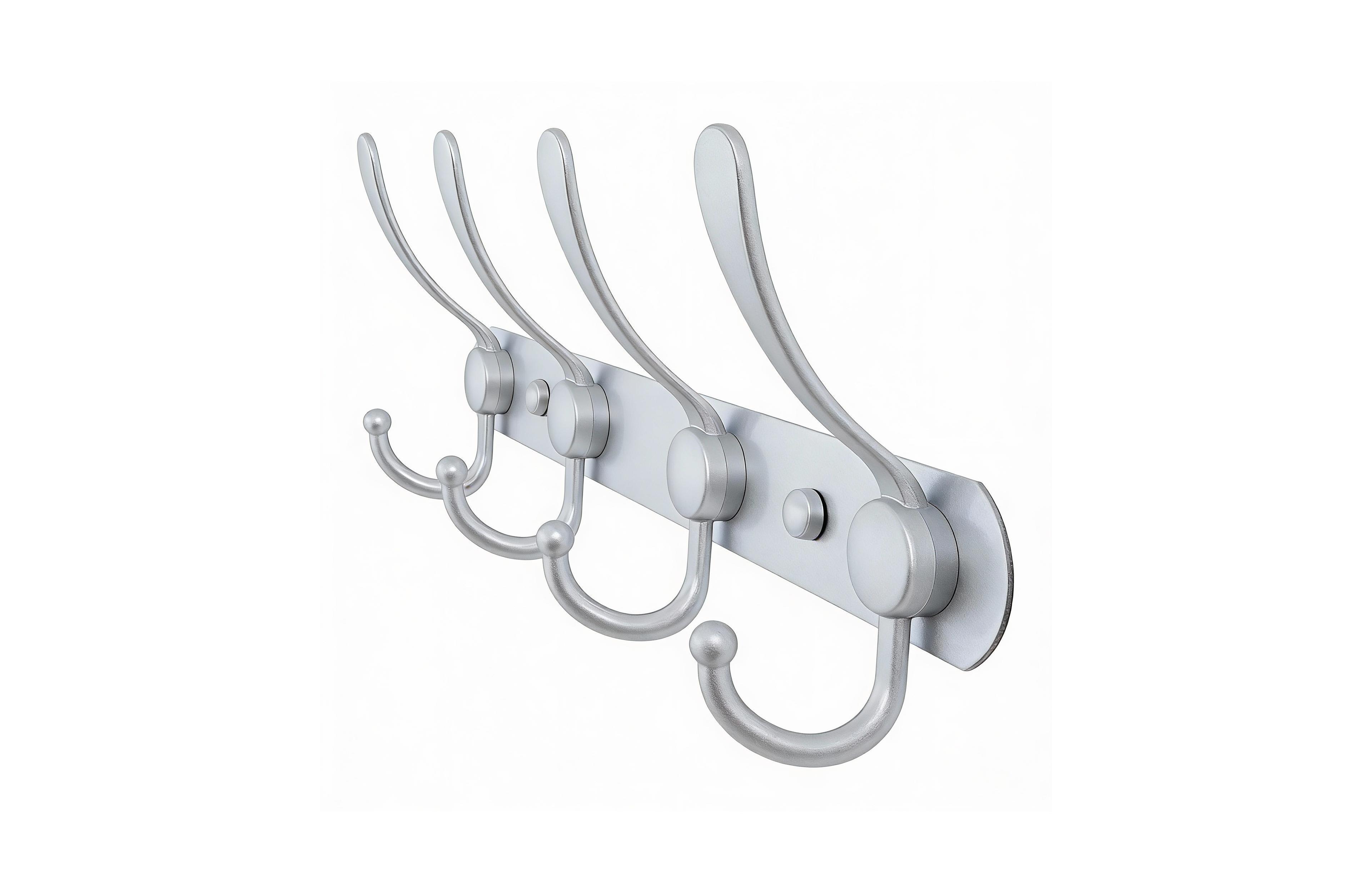 Yigii Heavy Duty Stainless Steel 5-Tri Hook Wall Rack for Hats, Coats, Towels, Silver