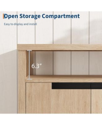 Farmhouse TV Stand for Tv Up to 65 Inches, Long Entertainment Center with 4 Door & Open Shelf