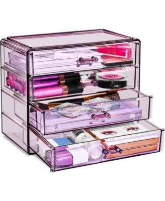4 Drawer Clear Makeup Organizer and Storage for Cosmetics, Jewelry and more Clear Makeup Organizer for Vanity, College Dorm